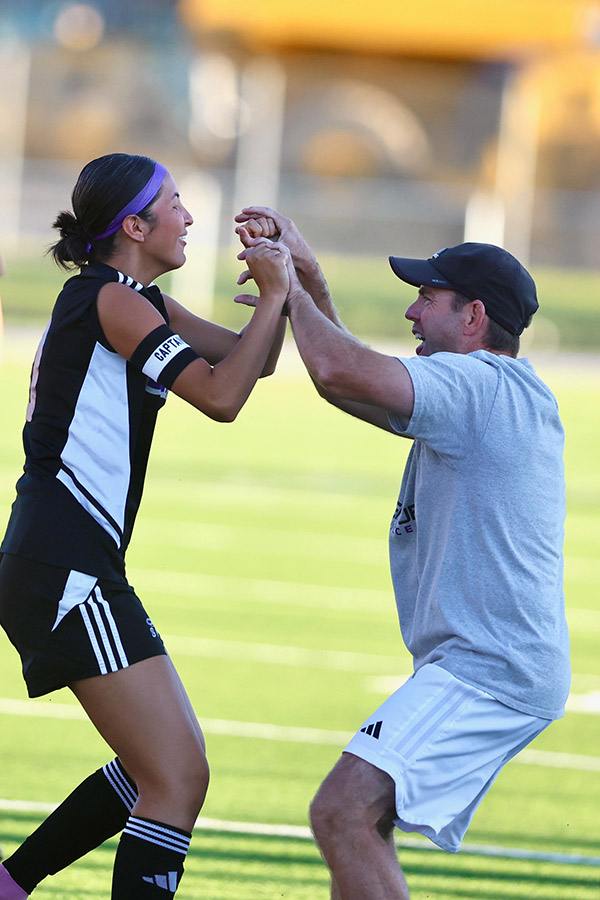 Girls soccer Century co-captain Mia Chavez celebrates victory over Preston