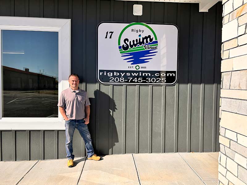 Dave Evans poses for a photo in front of his swim venue. | Rett Nelson, EastIdahoNews.com