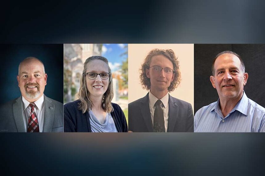 Incumbent Colin Erickson, left, along with Alisha Tietjen, second from left, Kevin Baxter, third from left, and Lee Price are four of the eight candidates running for Rexburg City Council. | Courtesy photos