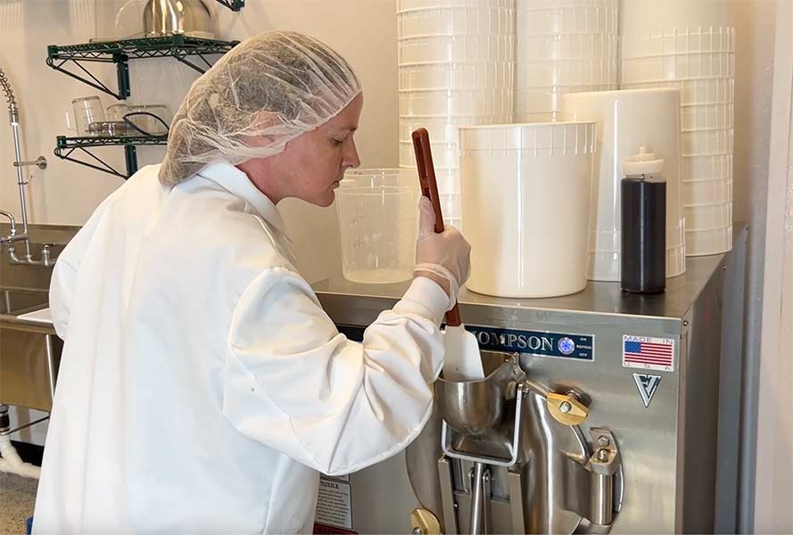 Mary Peterson making ice cream | Rett Nelson, EastIdahoNews.com