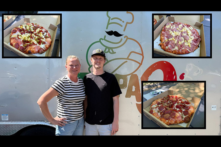 Crystal with her son, Isak Questad at their pizza truck, Papa Q's. | Kaitlyn Hart, EastIdahoNews.com