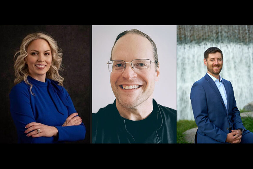 Three of the candidates for Idaho Falls City Council Seat 2: Stephanie Taylor-Thompson (left), Christopher Joseph Brunt (middle), and Brad Whipple (right). | Courtesy photos
