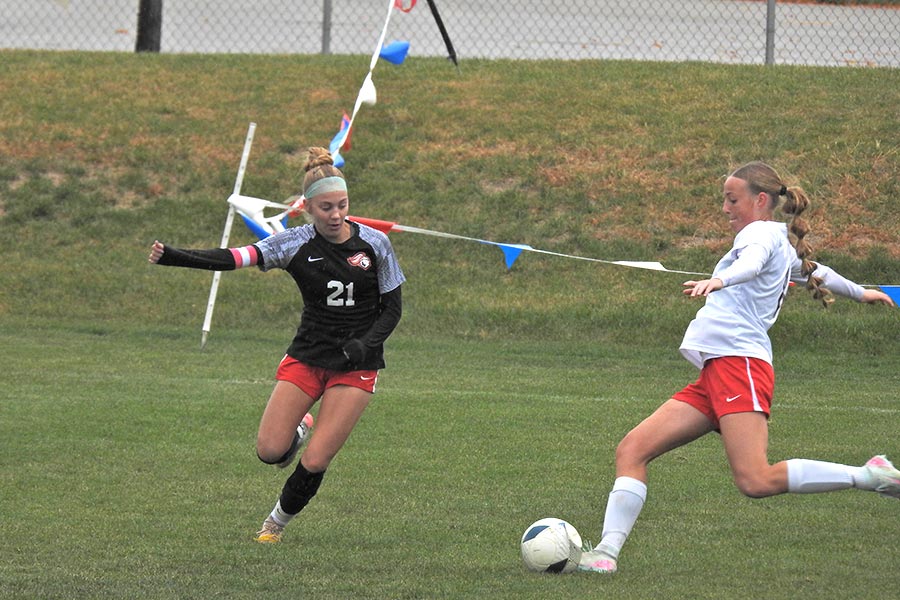Pocatello girls soccer Brynlee Pool Hillcrest girls soccer Kenlee Jarrell