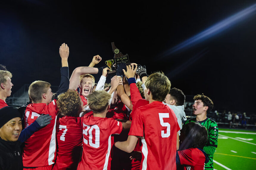 Pocatello boys soccer district champs celebration