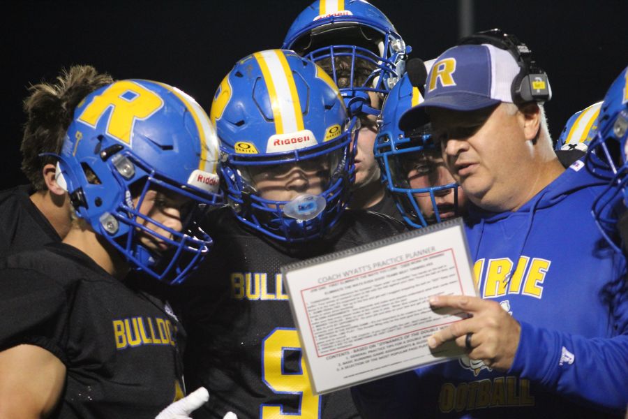 Ririe player get instruction from assistant coach Brandon Dahle. | Allan Steele, EastIdahoSports.com.