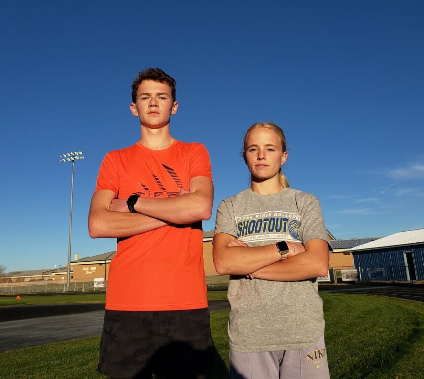 Ririe seniors Spencer Barney and Lucy Boone look for championships at Saturday's state cross country meet. | Allan Steele, EastIdahoSports.com.