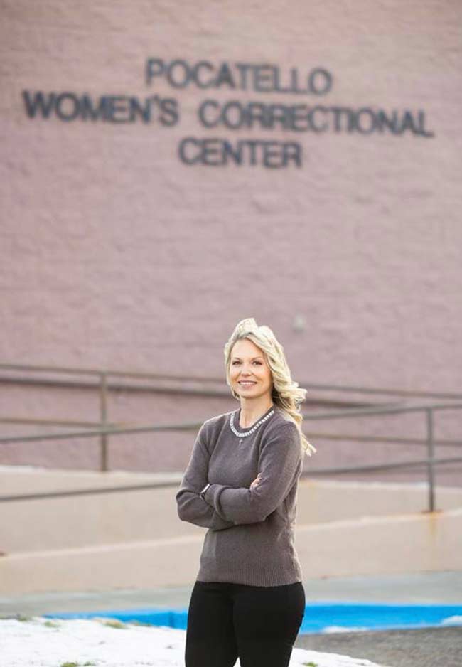 Stephanie Taylor-Thompson in front of the Pocatello Women's Correctional Center, where she was once incarcerated. | Courtesy Stephanie Taylor-Thompson