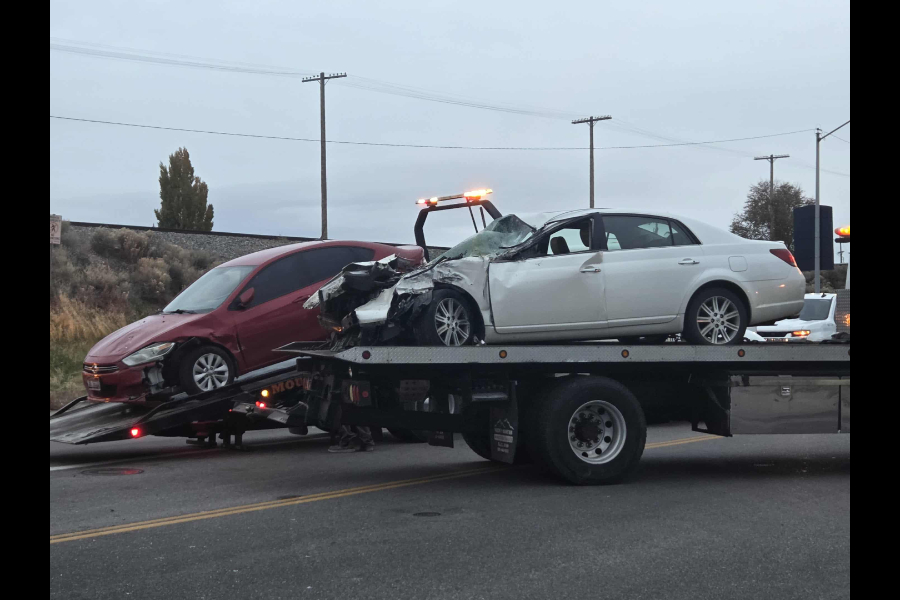 Two of the vehicles involved in the crash involving a cement truck on the Yellowstone Highway in Idaho Falls. | Amy Sunderland, EastIdahoNews.com