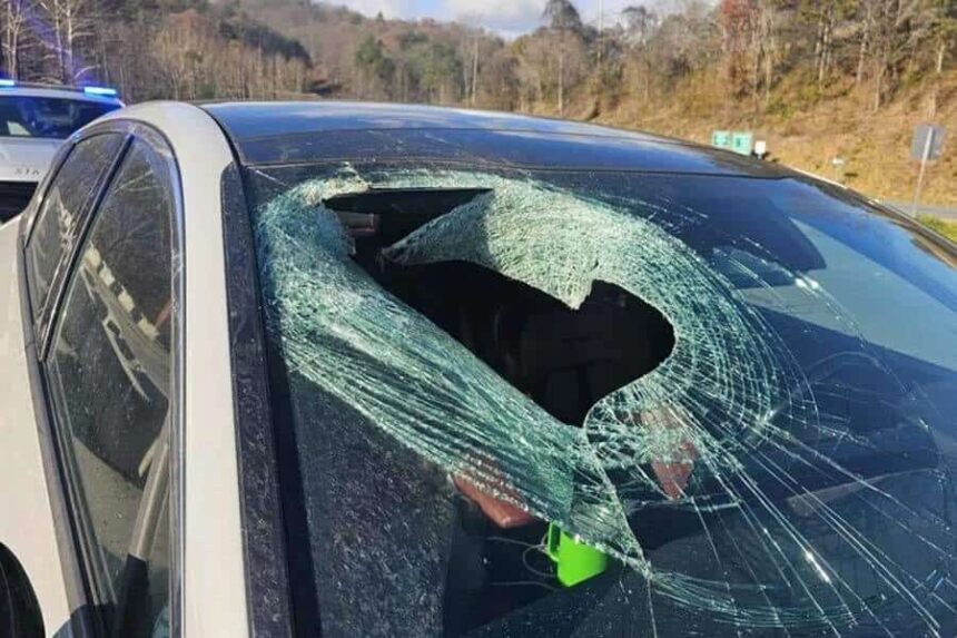 broken windshield