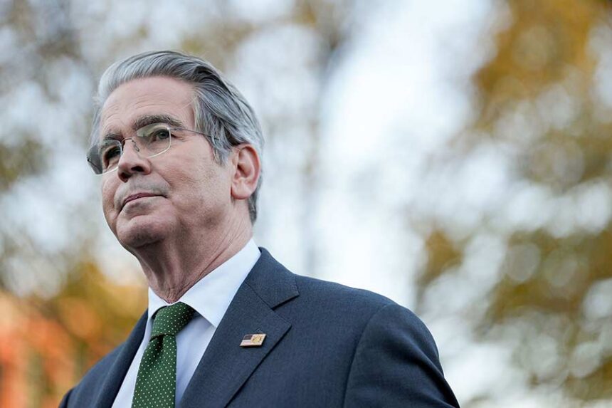 Treasury Secretary Scott Bessent speaks to members of the media outside the White House in Washington, DC, on November 5. Mandatory Credit: Eric Lee/Bloomberg/Getty Images via CNN Newsource