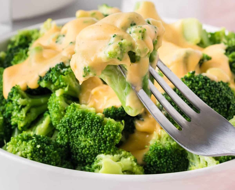 Creamy, melty, tasty broccoli with cheese sauce