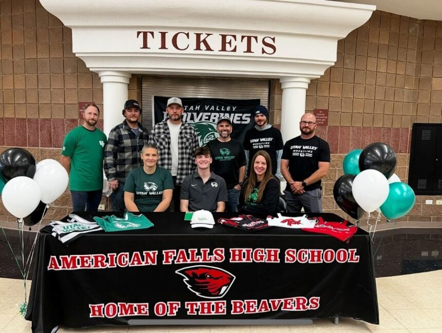 American Falls wrestler Nate Gugelman II signs to wrestle at Utah Valley. | Courtesy photo.