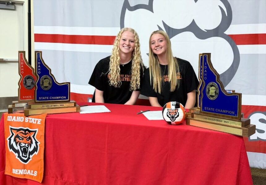 Madison volleyball players Mia Walsh and Aspen Boice sign with Idaho State. | Courtesy photo.