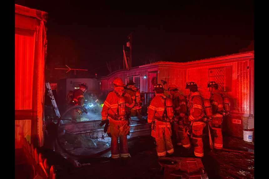 Crews working on estinquishing the fire in the chicken coop. | Courtesy Idaho Falls Fire Department