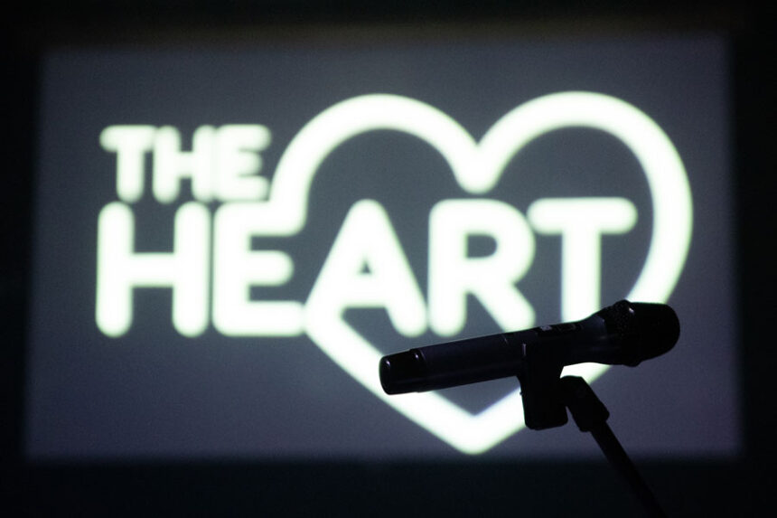A microphone sits inside The Heart Events. | Cody Roberts