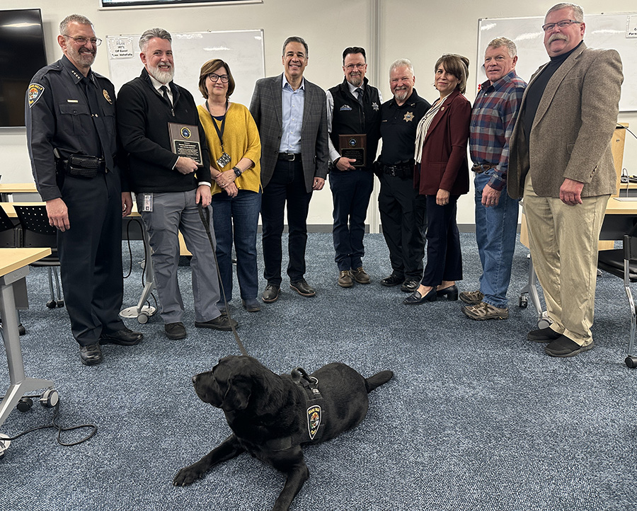 Labrador with officers