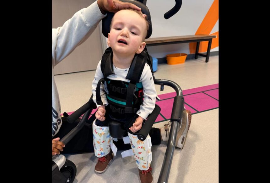 Clair Davids practices using a gait trainer during an intensive physical therapy session in Idaho Falls. | Courtesy photo
