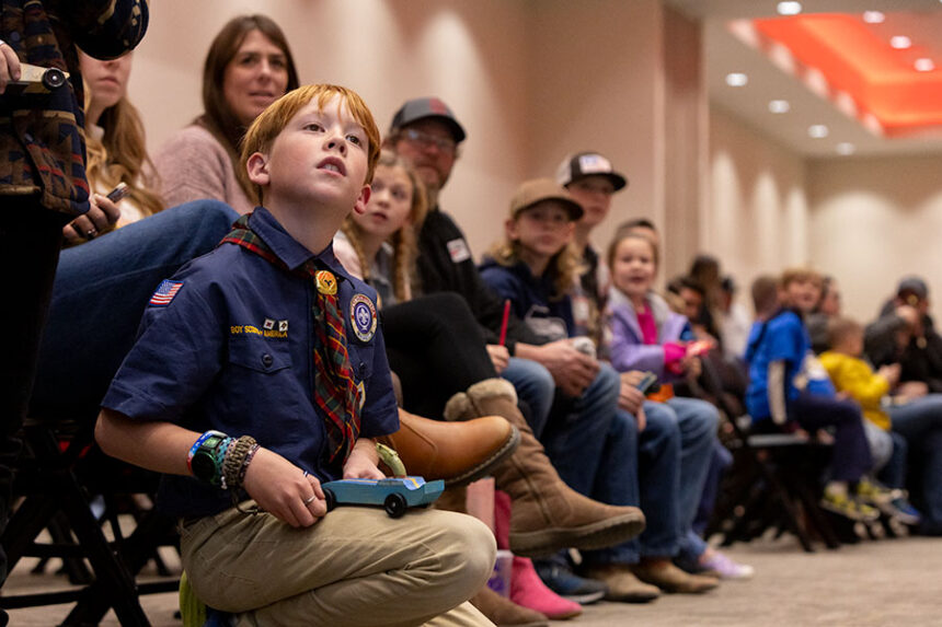A scout, parents and other children waiting for the results of a race to be posted. | Daniel V. Ramirez, EastIdahoNews.com