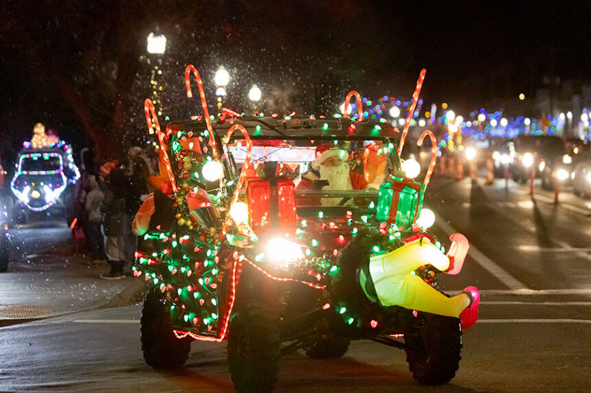 Santa Claus driving a decked out UTV full of Christmas decorations during the UTV Light Parade. | Daniel V. Ramirez, EastIdahoNews.com