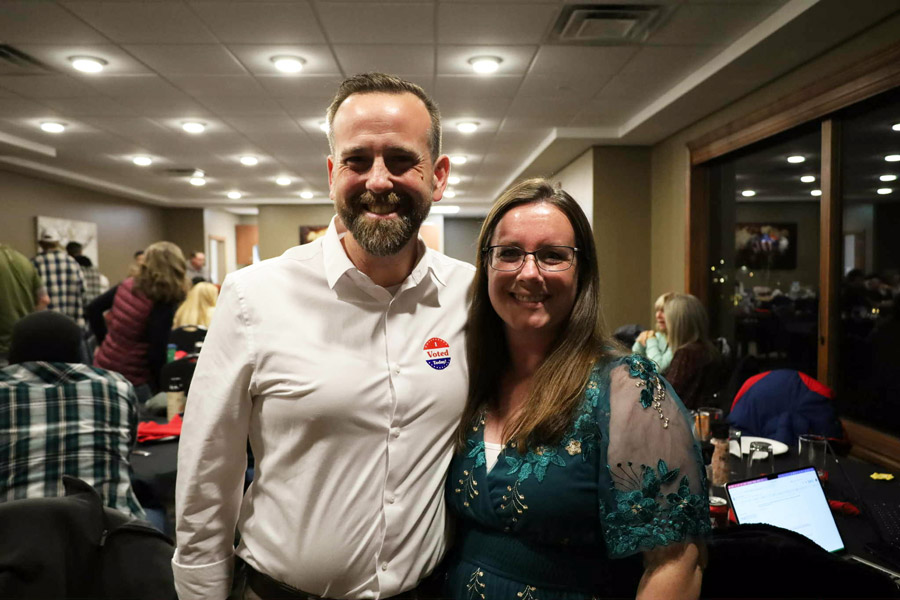 Jeff Alldridge and his wife, at his election. night event. | Kaitlyn Hart, EastIdahoNews.com