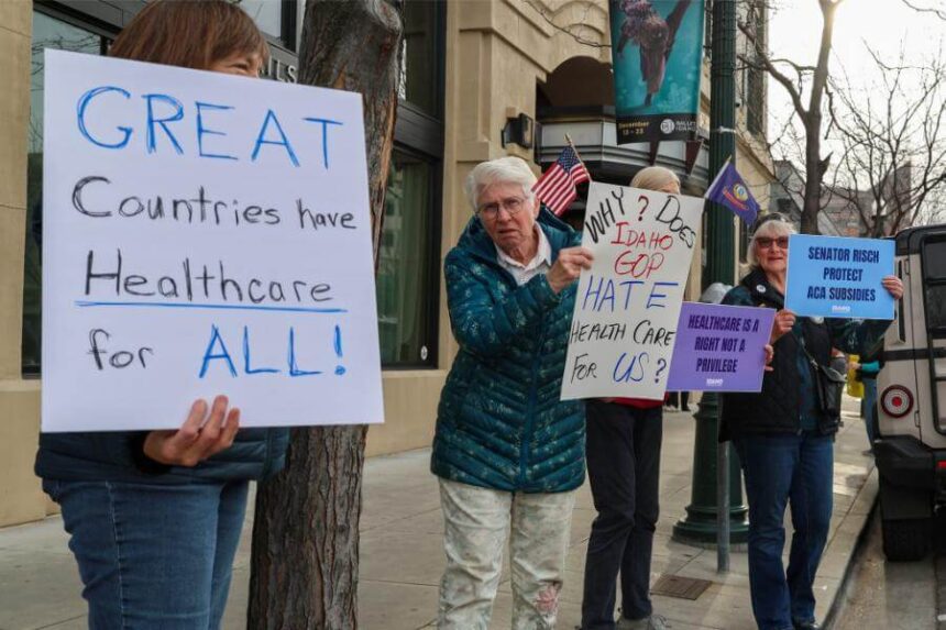 demonstration outside of Risch's office