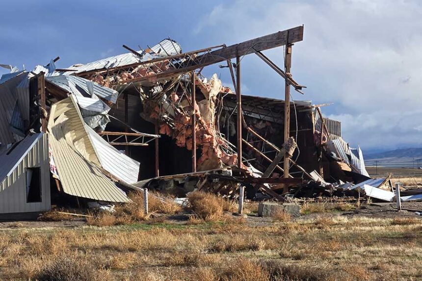 A building collapsed from the storm in American Falls. | Courtesy of Brandi Ann.