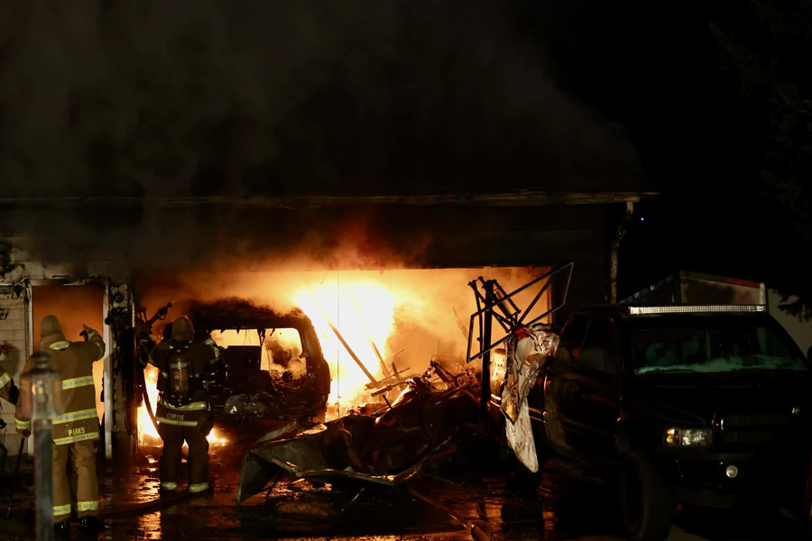 The house fire, which caused a total loss to the garage. | Kyle Riley, EastIdahoNews.com