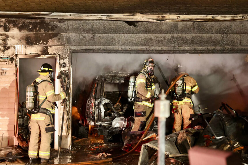 The house fire, which caused a total loss to the garage. | Kyle Riley, EastIdahoNews.com