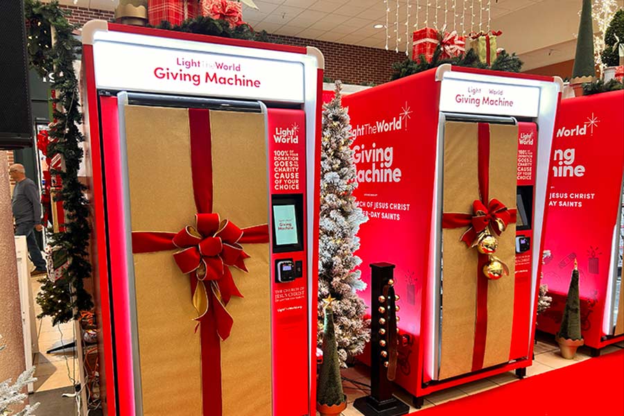 Three Giving Machines will be at the Grand Teton Mall in Idaho Falls through January 1. Watch highlights of the unveiling and our interview with Jay Osmond in the video above. | Rett Nelson, EastIdahoNews.com