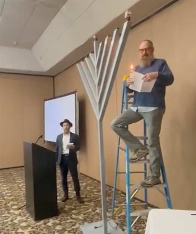 Menorah lighting at last year's Chanukah celebration in Idaho Falls | Courtesy Zali Lifshitz