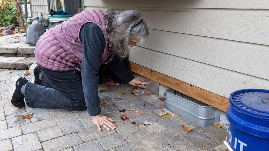 Jane Rohling shows duct covering