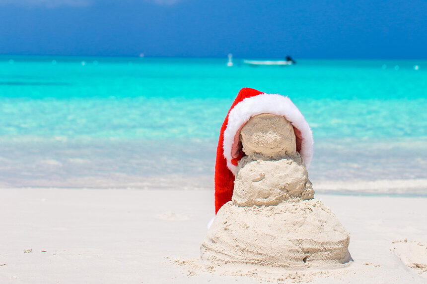 A sandy snowman. | Envato
