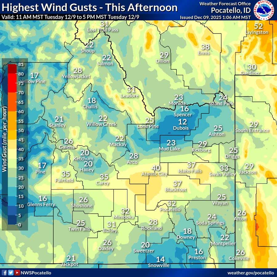 Tuesday wind conditions. | National Weather Service