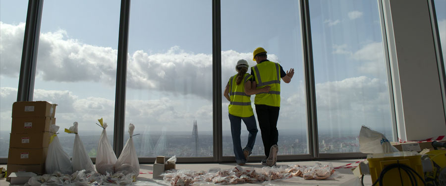 Gordon Ramsay talks with a construction worker in a scene from the Netflix documentary "Being Gordon Ramsay," which debuts on Feb. 18.