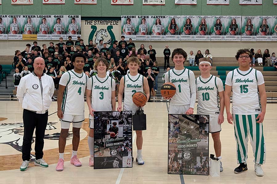 Blackfoot seniors celebrate Austin Arave (2) and Kasen Sorensen (1)