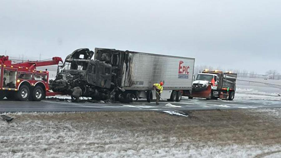 Semi catches fire after two-vehicle crash on I-15 near Idaho Falls