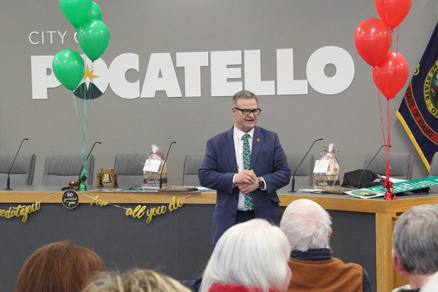 ormer Pocatello Mayor Brian Blad speaks at a farewell event at the City Council Chambers building on Thursday, Jan. 8, 2026. | Logan Ramsey, EastIdahoNews.com