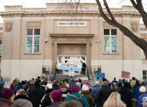 Locals gather at the Bonneville County Courthouse for a candlelight vigil Sunday. | Cody Roberts, EastIdahoNews.com