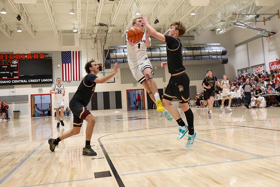 Highland Marshall Glenn attacks the paint