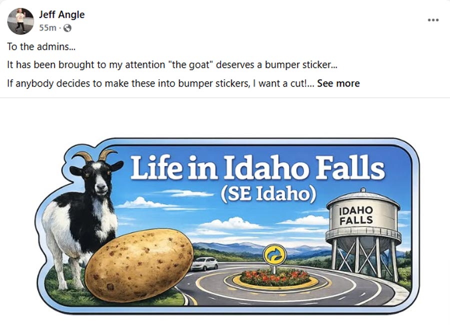 A Facebook post for the escaped goat in Idaho Falls