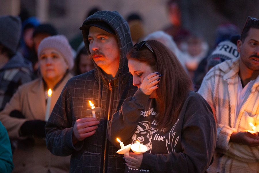 _MG_6892: Melissa Danielson-Zaladonis wipes away a tear while she attends a candlelight vigil with her husband Brian Zaladonis Sunday evening. | Cody Roberts, EastIdahoNews.com