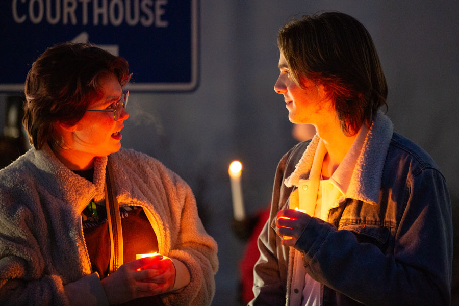 _MG_6902: McKenna Houdek talks with her friend Kade Judy after the candlelight vigil Sunday evening. | Cody Roberts, EastIdahoNews.com