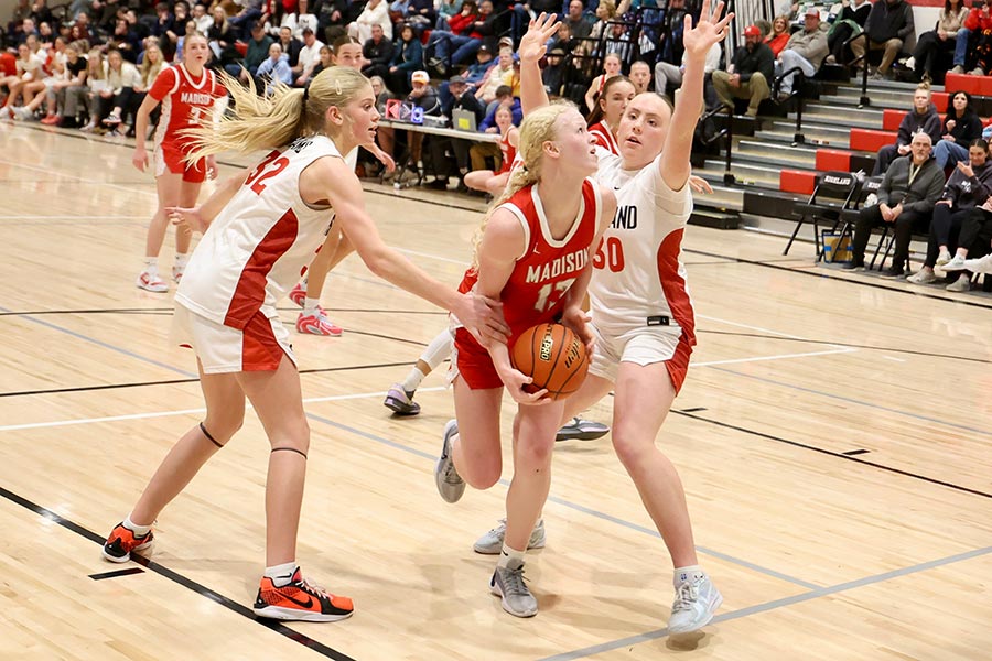 Madison Mia Walsh fouled by Highland Mylee Stucki