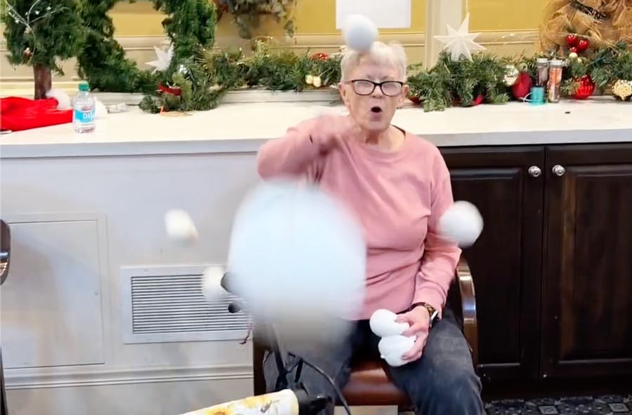 Local seniors enjoy a indoor ‘snowball’ fight