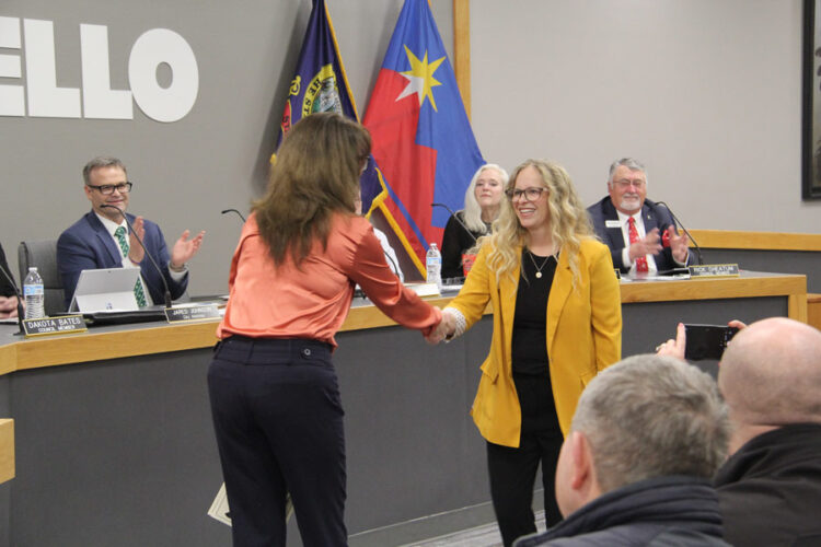 Stacy Satterfield is sworn in as a new member of the Pocatello City Council on Jan. 8, 2026.