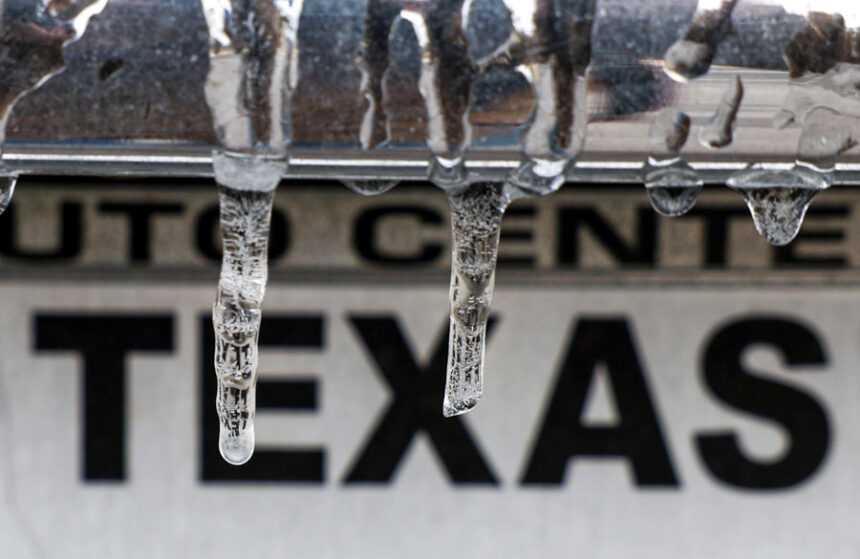 Icicles form on a vehicle in San Antonio, Texas, on Sunday morning, Jan. 25, 2026. (Andrew J. Whitaker/The San Antonio Express-News via AP)