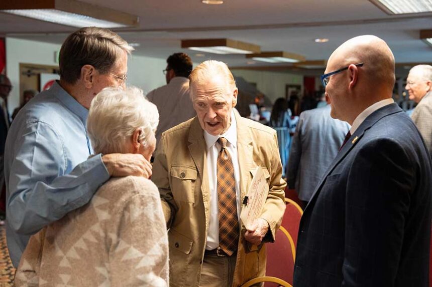 Linden Bateman, center, at a recent community event. Bateman served in the Idaho Legislature from 1977 - 1986 and again from 2010 - 2016. | Courtesy Bonneville Country Republican Central Committee