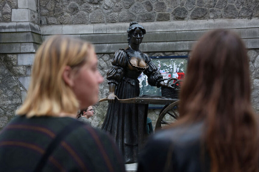 The Molly Malone statue has stood in Dublin city center since 1988, but the practice of rubbing her breasts is a 21st-century phenomenon. Cathal McNaughton/Reuters via CNN Newsource