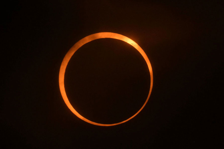 An annular solar eclipse appears above Puerto San Julián, Argentina, in October 2024. Juan Mabromata/AFP/Getty Images via CNN Newsource