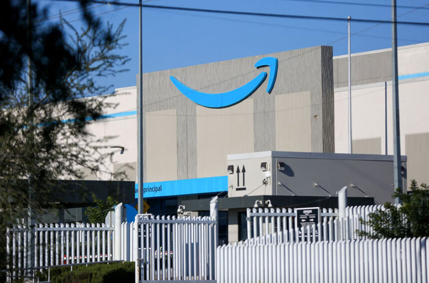An Amazon warehouse. The company is laying of an additional 16,000 employees.